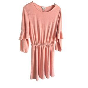 Halston Dress Small Pink Flouncy Long Sleeve Soft Cozy Casual Lounge Romantic